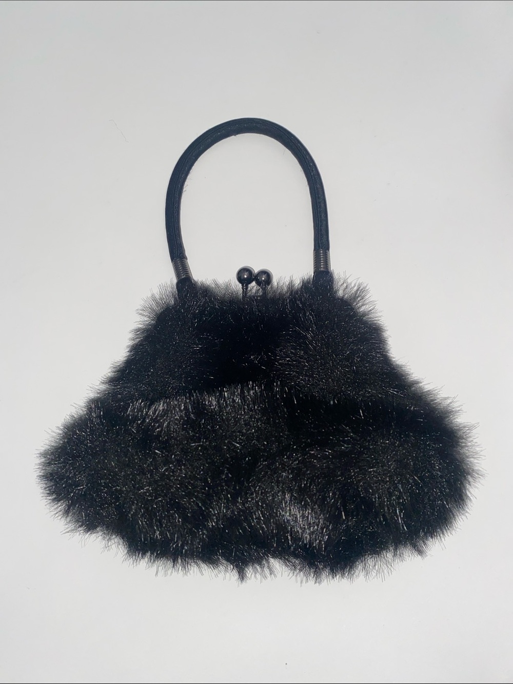 Vintage Arden B Black Faux Fur Evening Handbag 90s Y2K 2000s